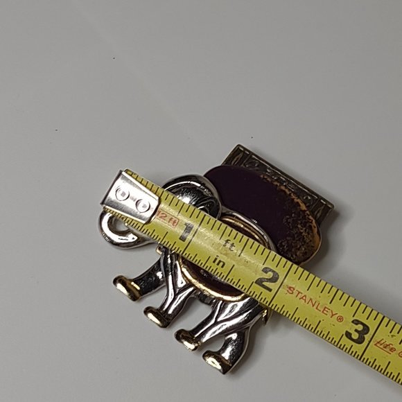 Pretty Silver Tone And Purple Heavy Metal Homemade Elephant Brooch - Picture 8 of 13